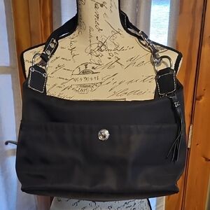 Coach Black Shoulder Bag with Silver Accents Nylon